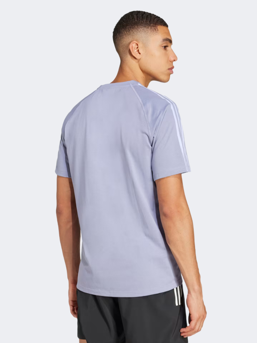 Adidas Own The Run 3-Stripes Men Running T-Shirt Silver Violet