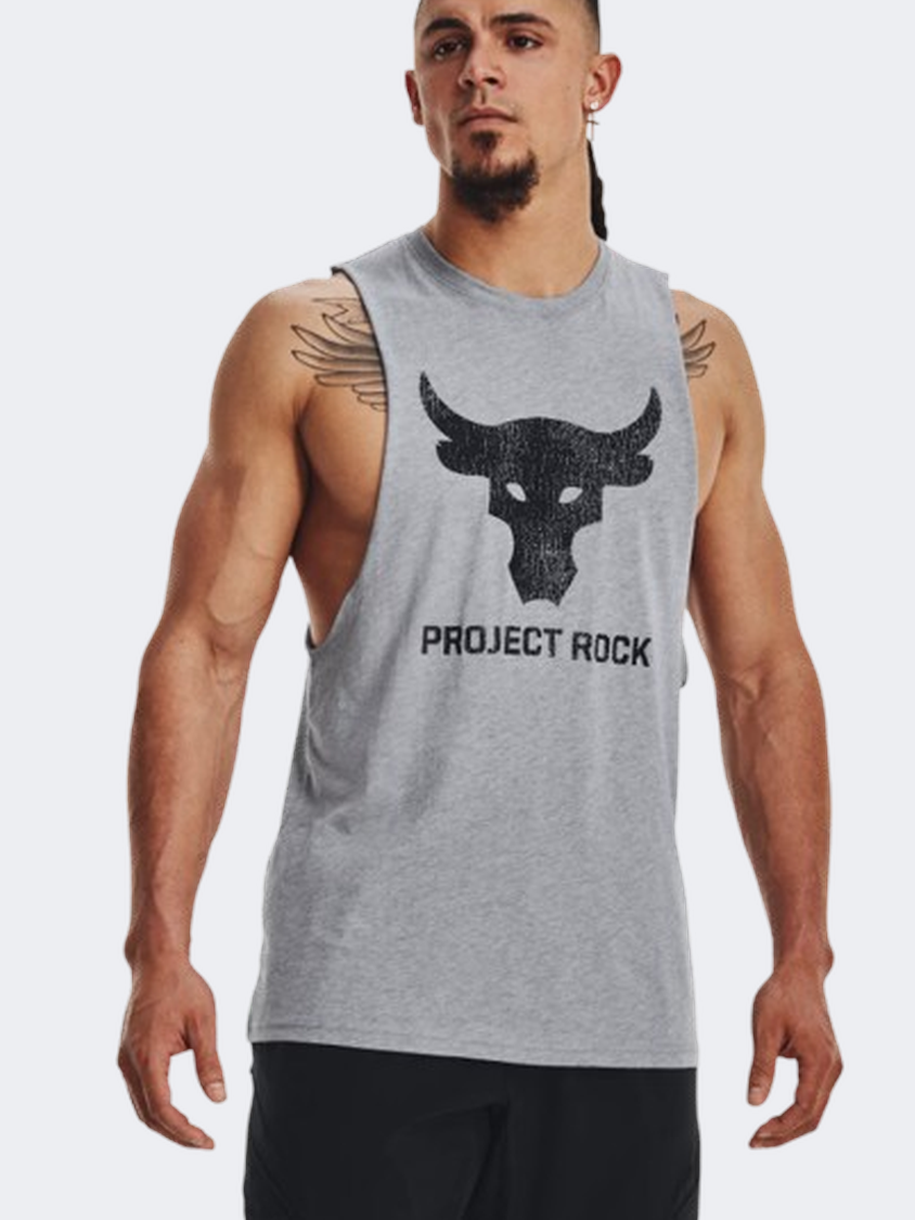 Under Armour Project Rock Brahma Bull Men Training Tank Steel Heather/Black