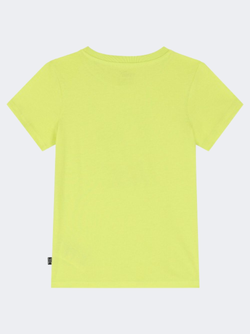 Puma Essentials Plus Logo Lab Boys Lifestyle T-Shirt Lime Sheen