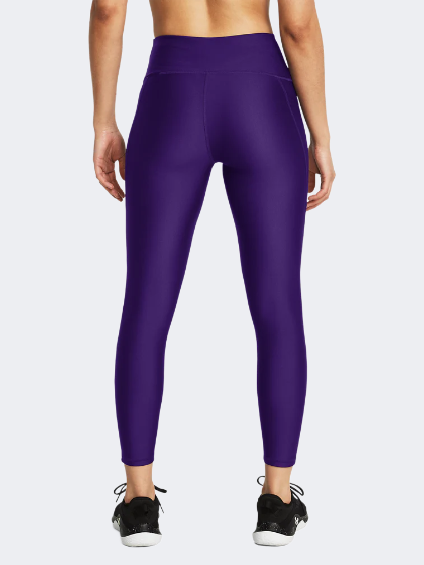 Under Armour Ua Tech Printed Panel Ankle Leggings Women Training Tight Purple