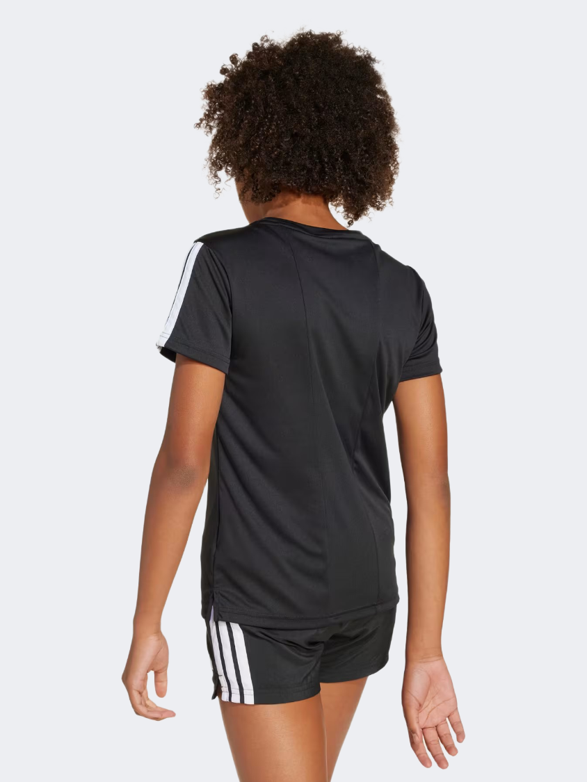Adidas Training Essentials 3 Stripes Kids-Girls Sportswear T-Shirt Black/White
