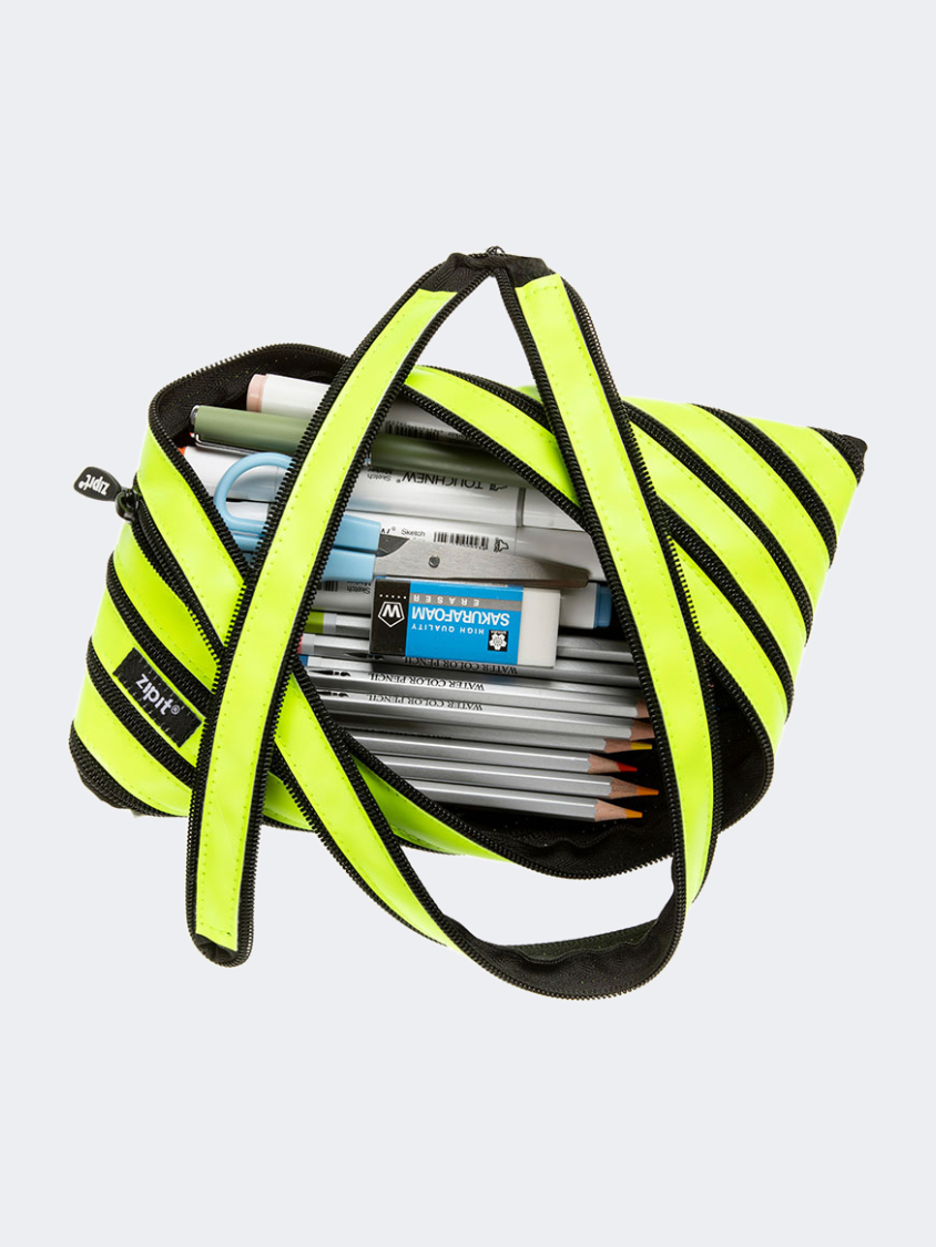 Zipit Neon Jumbo Pouch Clip Back To School Pencil Case Yellow