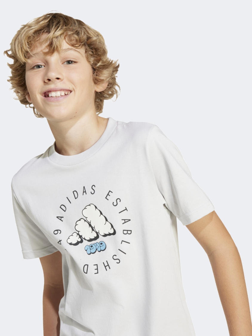 Adidas Fun Graphic Kids-Boys Sportswear T-Shirt Grey