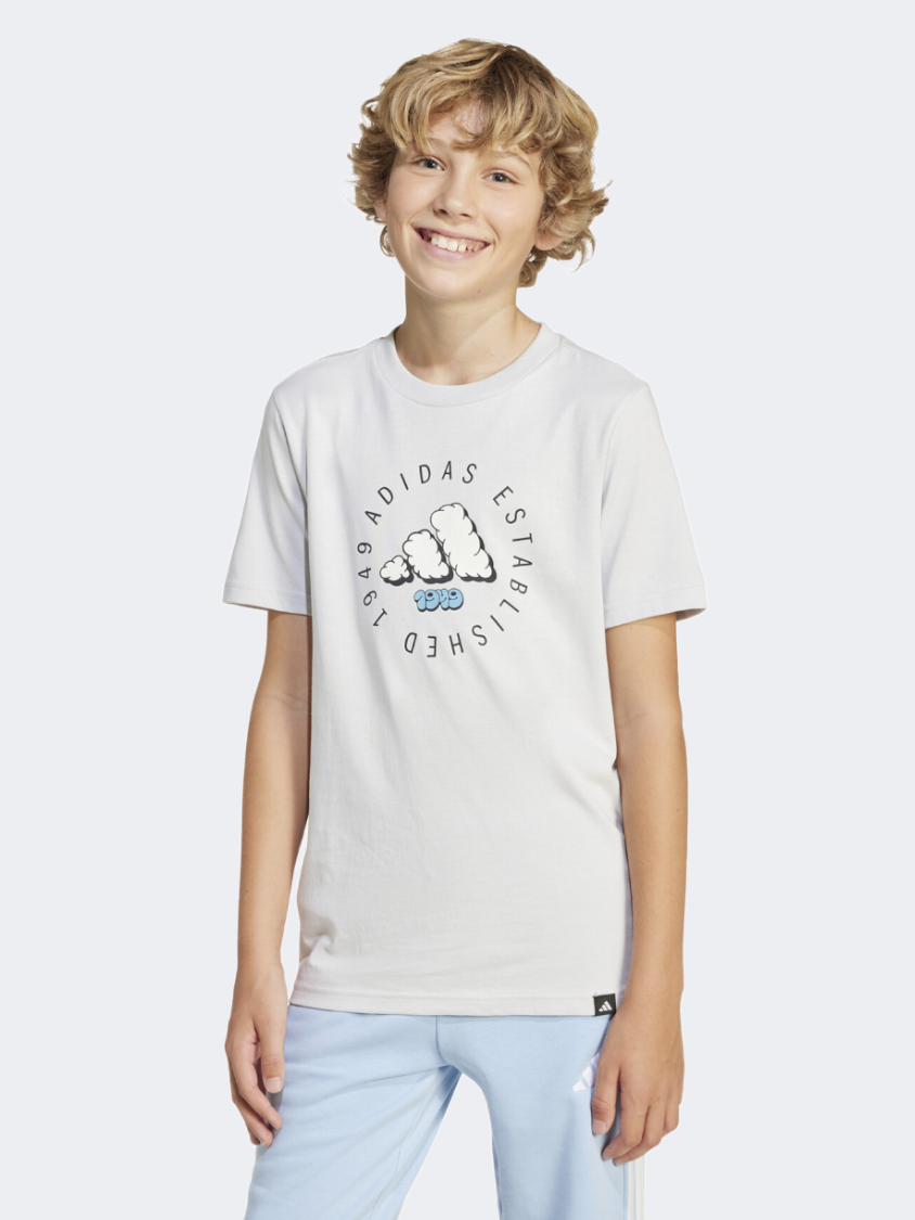 Adidas Fun Graphic Kids-Boys Sportswear T-Shirt Grey