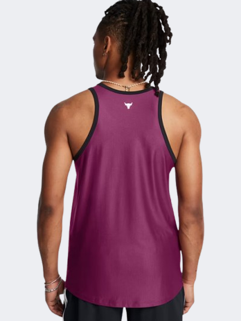 Under Armour Project Rock Mesh Badge Of Honor Men Training Tank Purple Gemini/White
