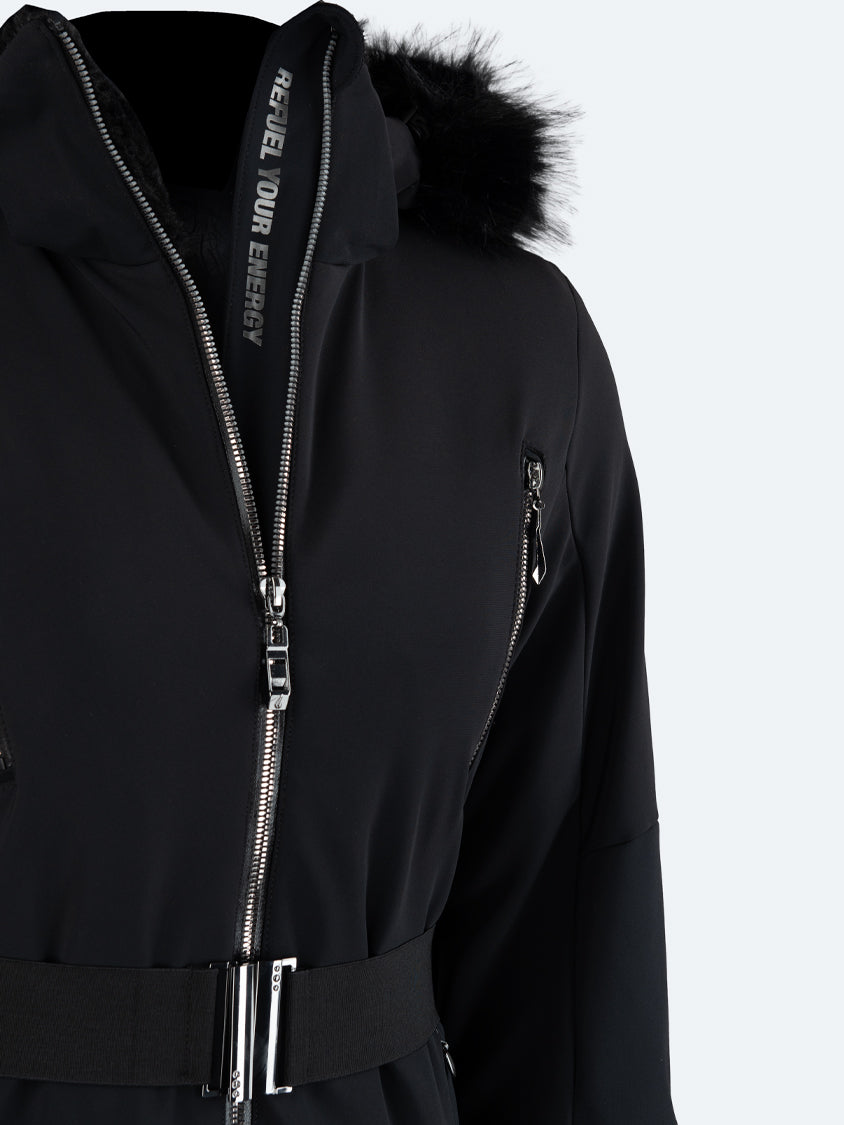 Oil And Gaz جاكيت نسائي مريح للتزلج أسود/رصاصي