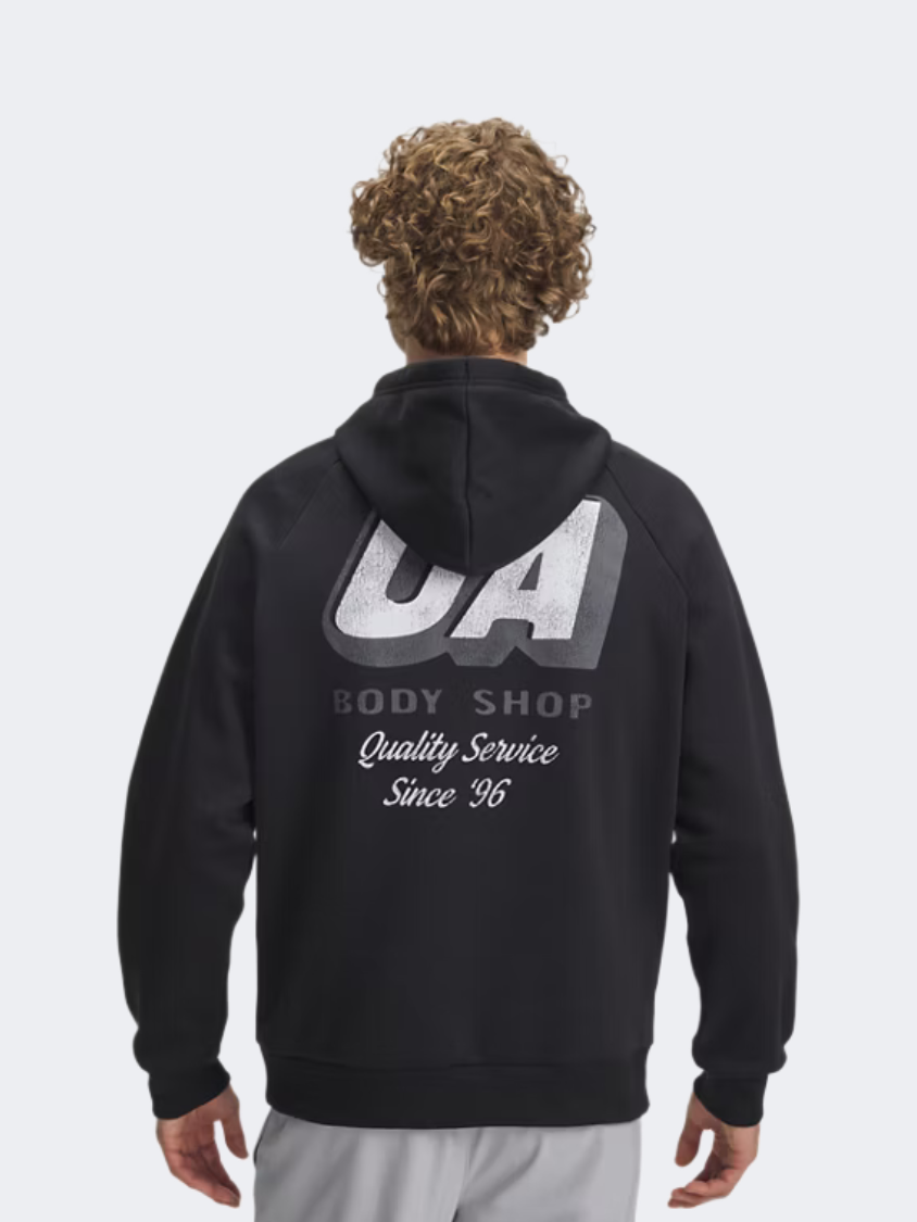Under Armour ريفال فليس Hbr شعار رجالي هودي نمط حياة أسود/أبيض
