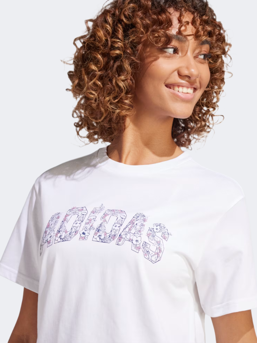 Adidas Tech Illustrate Graphic Women Sportswear T-Shirt White