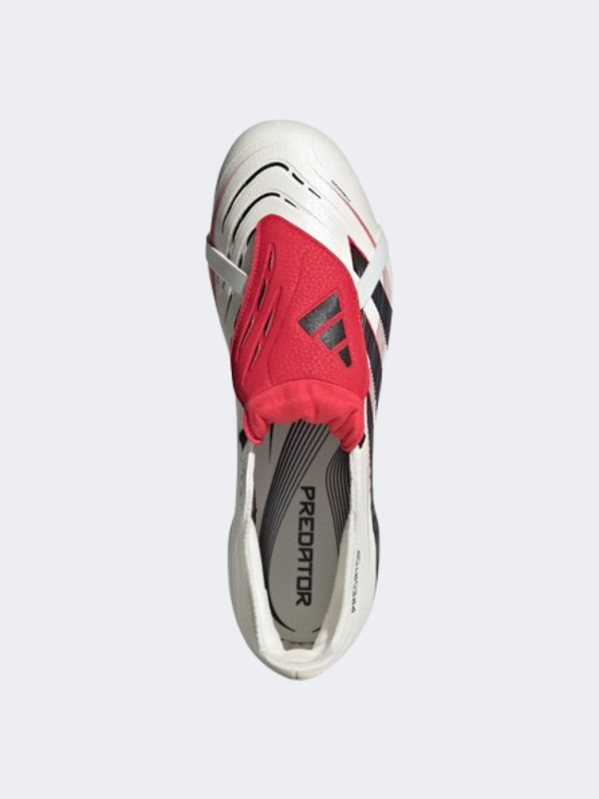 حذاء كرة القدم للرجال Adidas Predator League بلسان قابل للطي أبيض/أسود/روبي