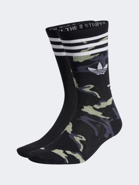 Adidas Camo Crew 2 Pairs Unisex Original Sock Black