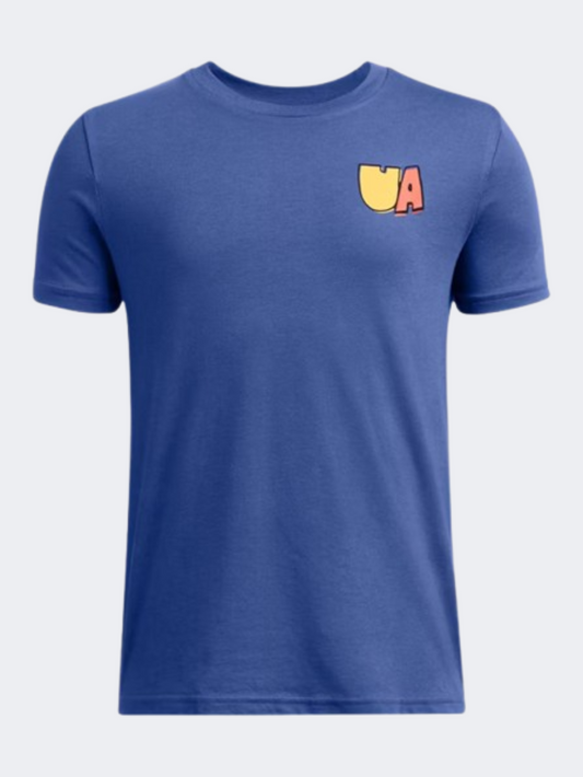 Under Armour Bts Cartoon Letters Boys Training T-Shirt Tech Blue/Black