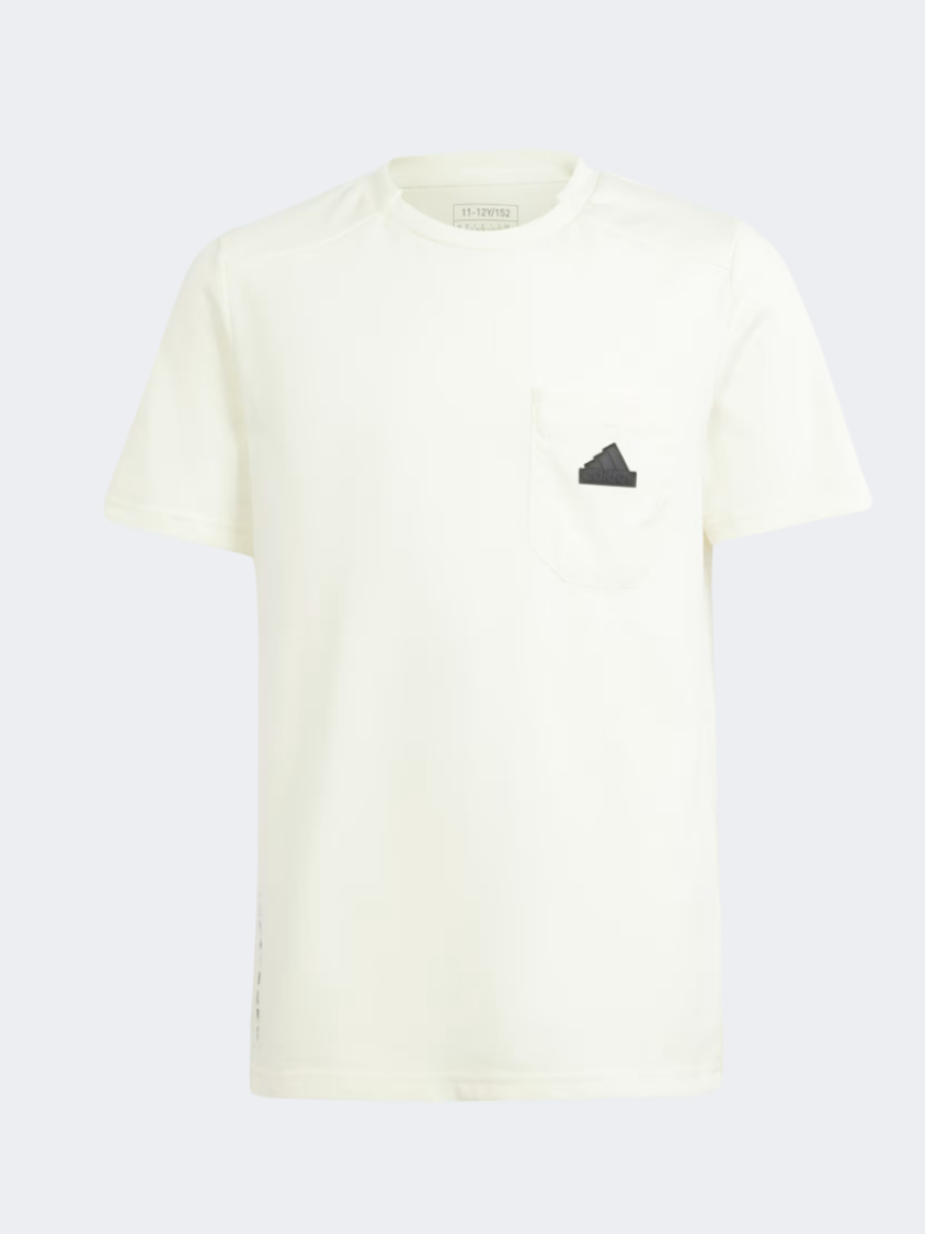 Adidas City Escape Boys Sportswear T-Shirt Ivory/Black