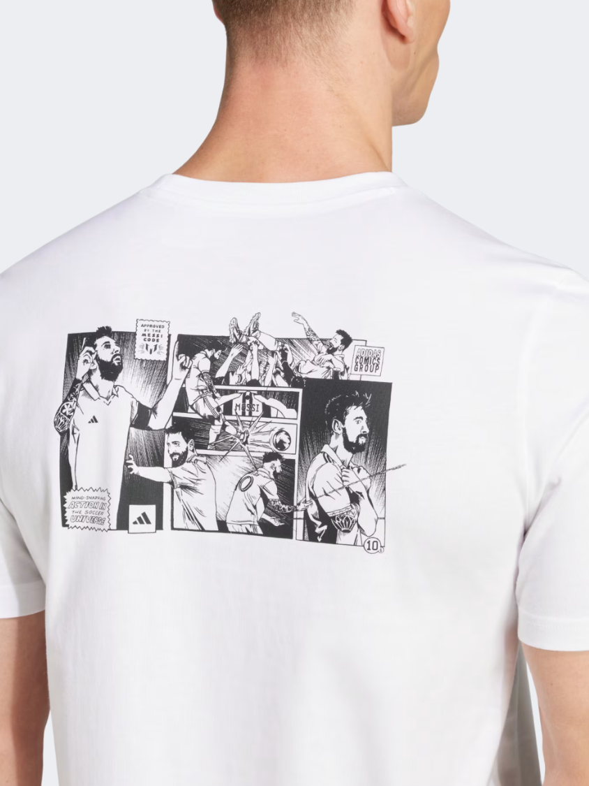 Adidas Messi Icon Graphic Men Football T-Shirt White