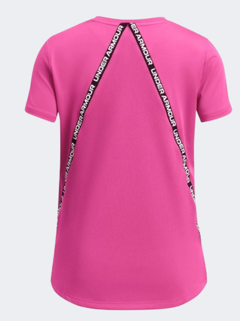 Under Armour Knockout Girls Training T-Shirt Pink/White