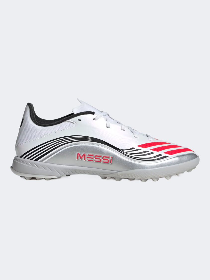 أحذية كرة القدم للرجال Adidas F50 Messi League Turf أبيض/أحمر/فضي