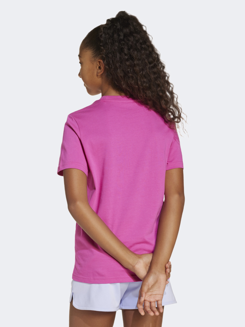 Adidas Animal-Print Graphic Kids-Girls Sportswear T-Shirt Purple