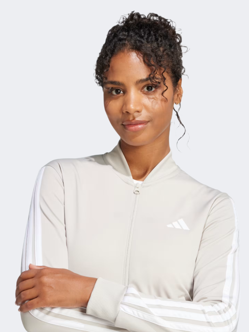 Adidas Essentials 3-Stripes Women Sportswear Tracksuit Beige