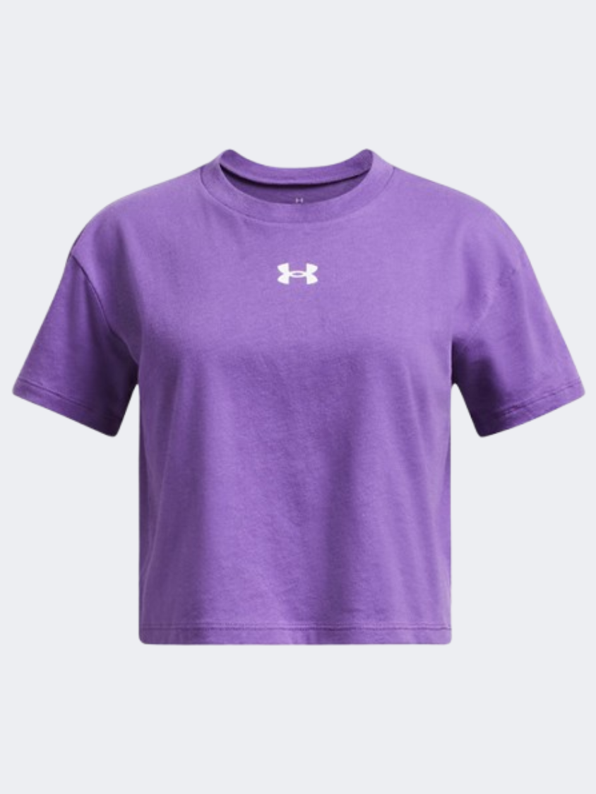 Under Armour Sportstyle Logo Girls Training T-Shirt Lavish/White