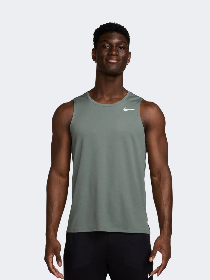 Nike Df Miler Men Running Tank Clay Green/Silver