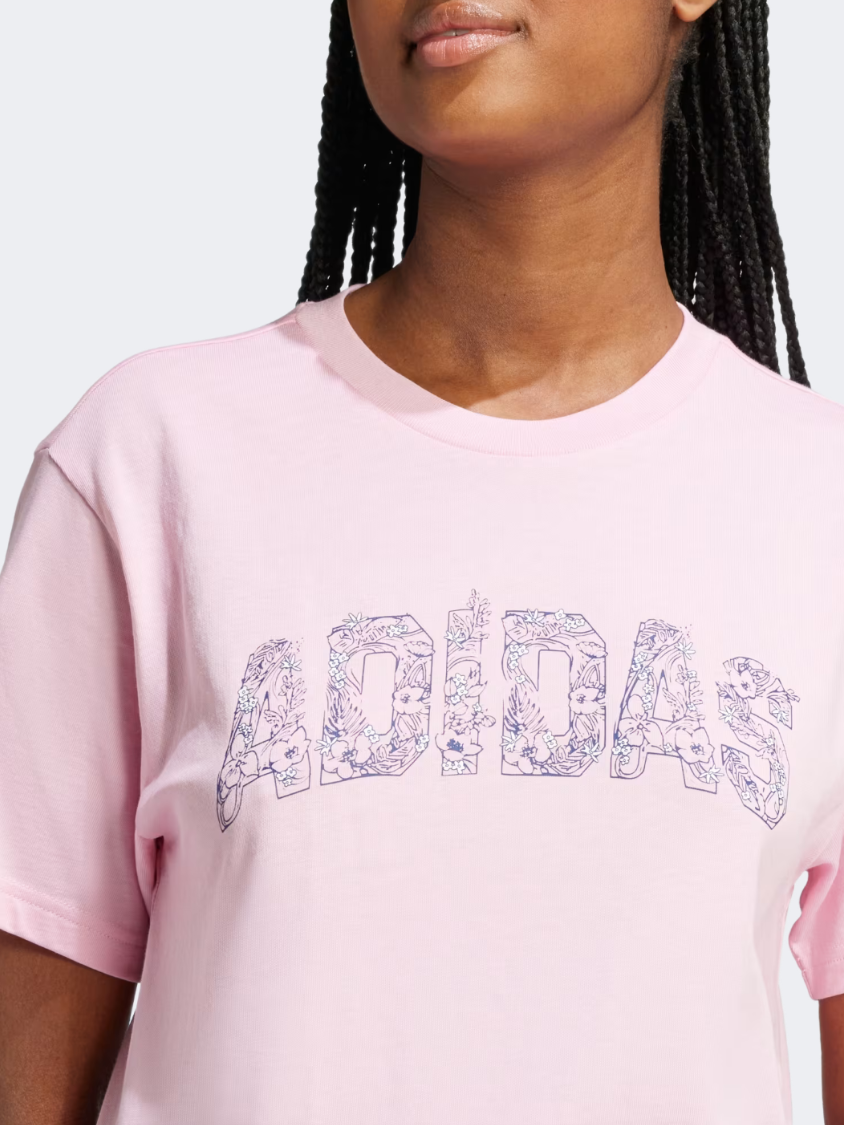 Adidas Tech Illustrate Graphic Women Sportswear T-Shirt True Pink