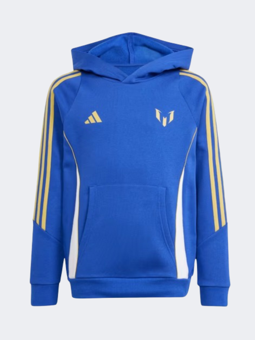 هودي كرة القدم للأولاد من Adidas ميسي أزرق/أبيض/أصفر