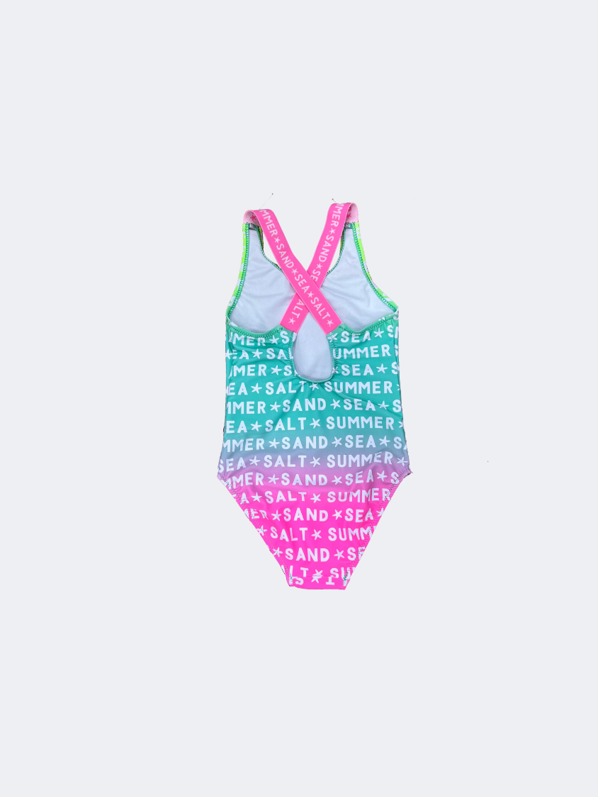 Oil And Gaz Charming And Stylish Kids Girls Beach Monokini Multicolor
