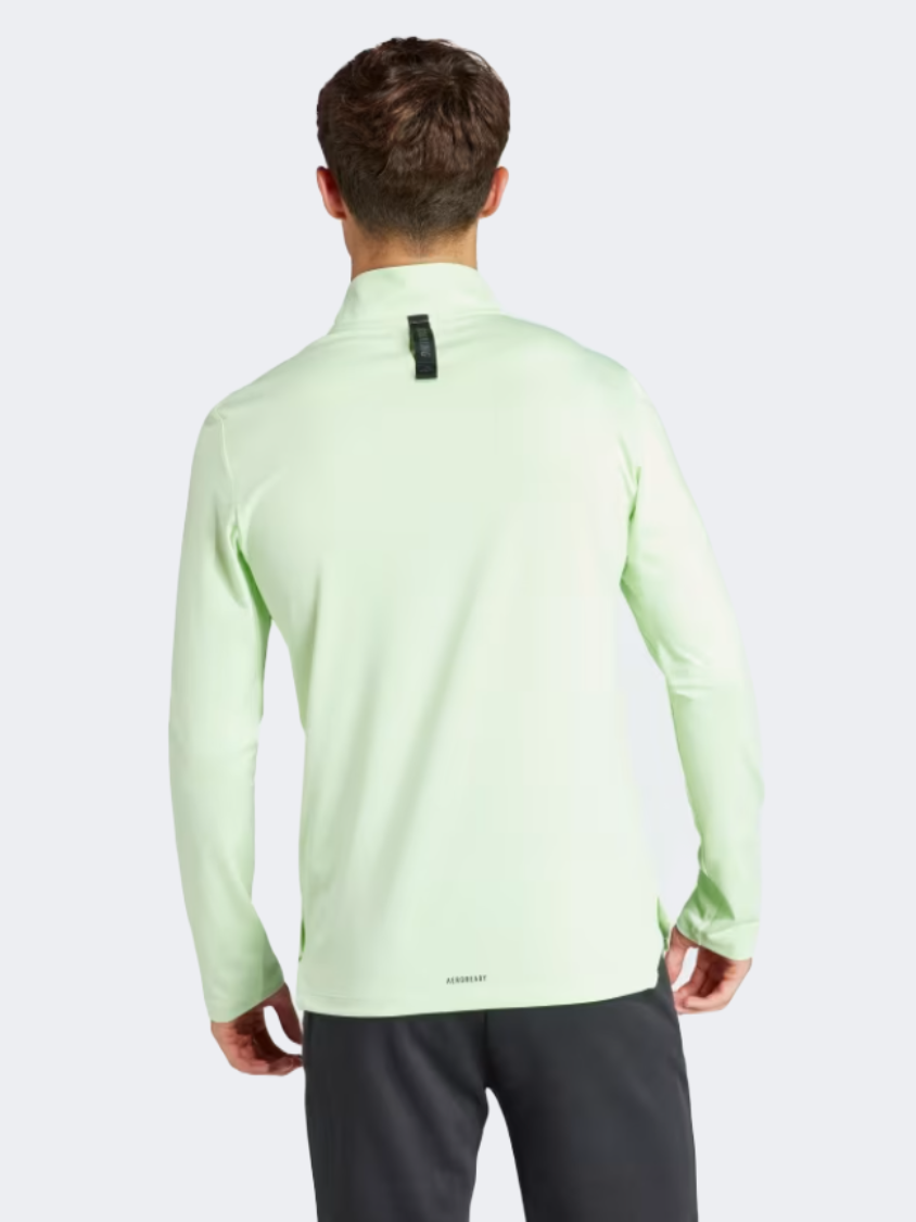 Adidas Workout Quarter Zip Men Training Hoody Green Spark/Black