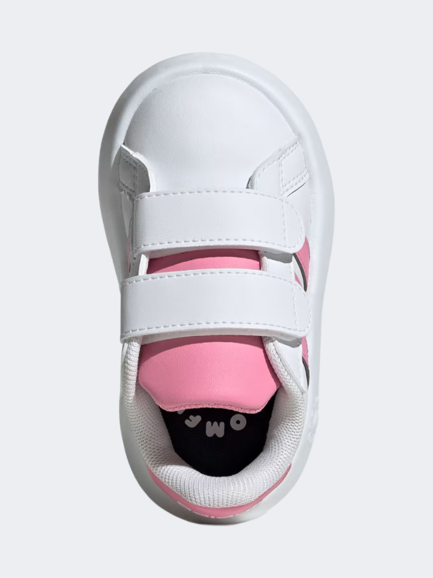 أحذية رياضية للبنات الرضع Adidas Grand Court 2.0 أبيض/وردي/أسود