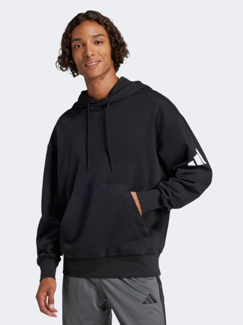 Adidas Essentials Loose-Fit 3 Bar Logo French Terry Men Sportswear Hoody Black/White
