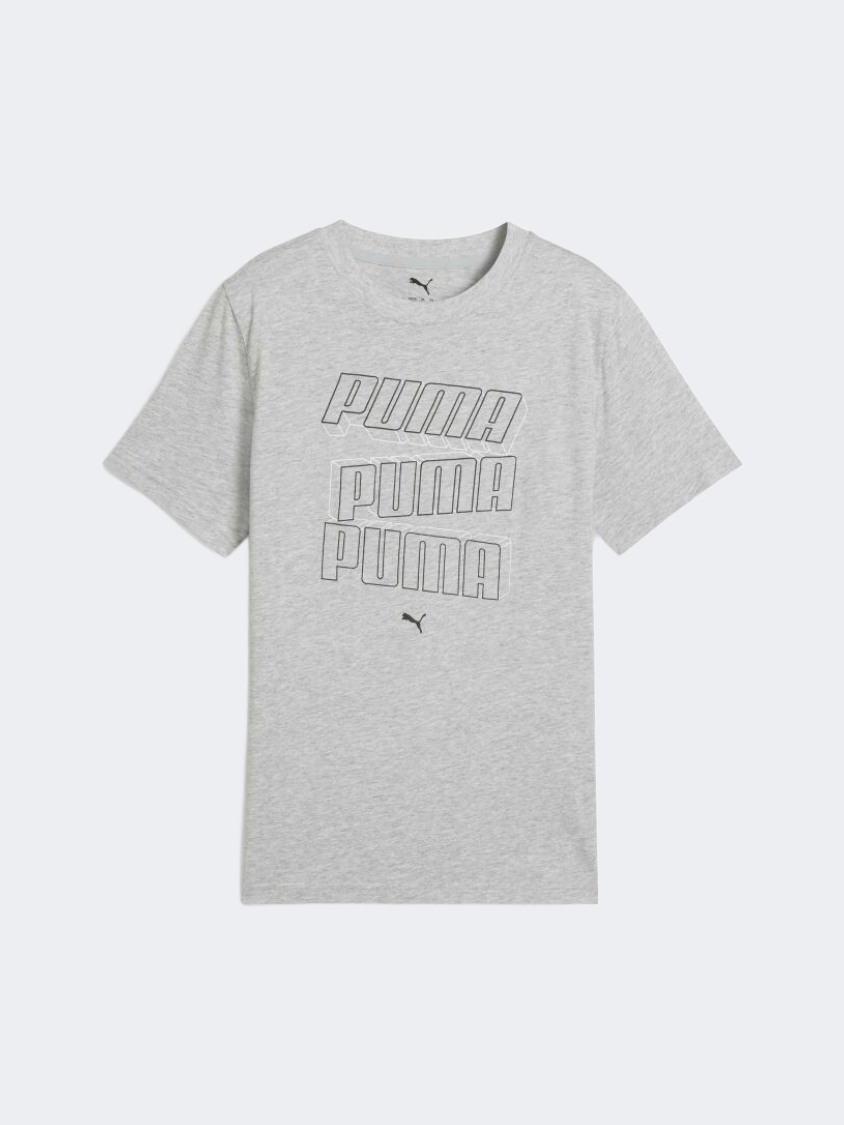 Puma Essentials Logo Lab Hog Boys Lifestyle T-Shirt Light Gray Heather