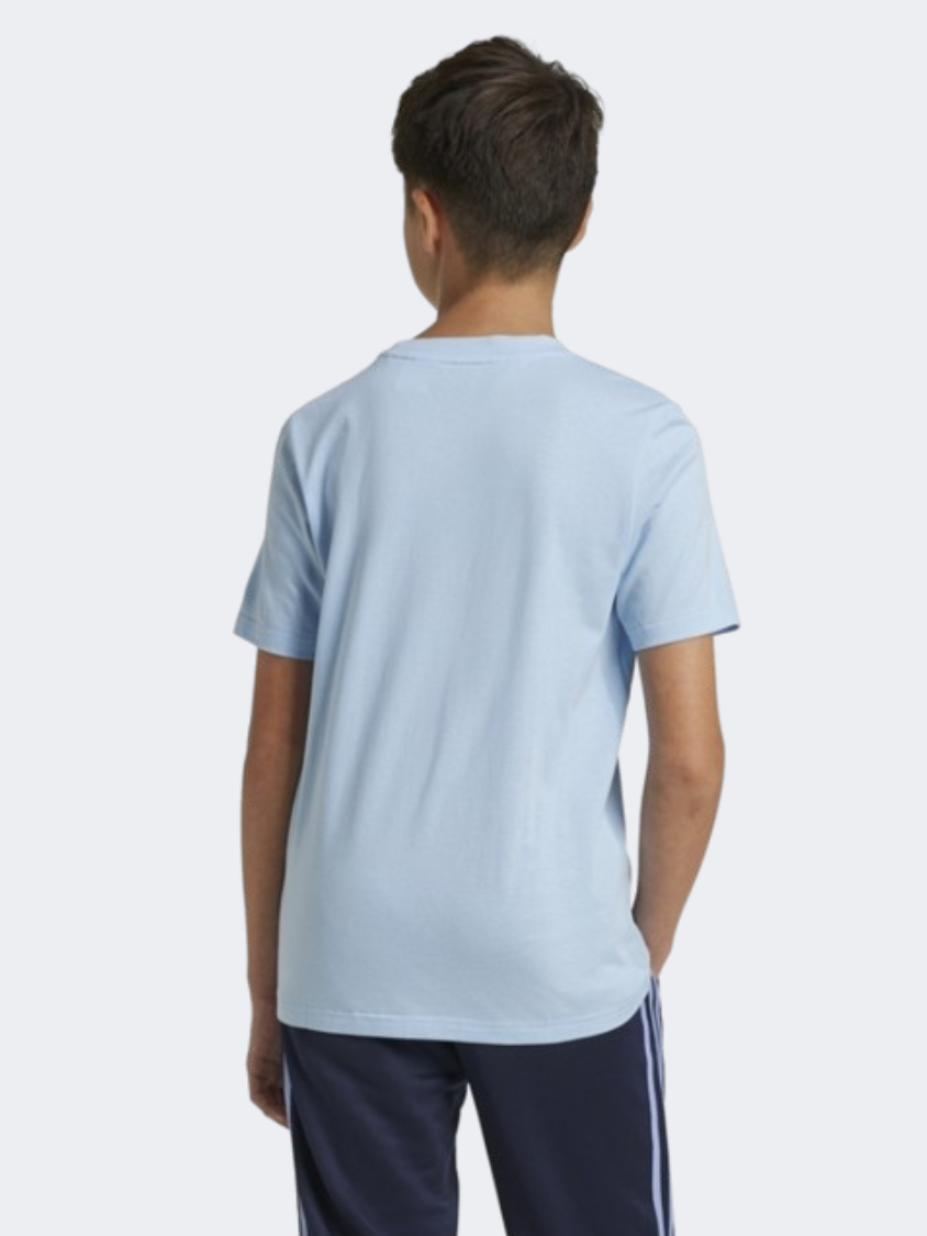 Adidas Essentials Big Logo Boys Sportswear T-Shirt Sky Blue/White