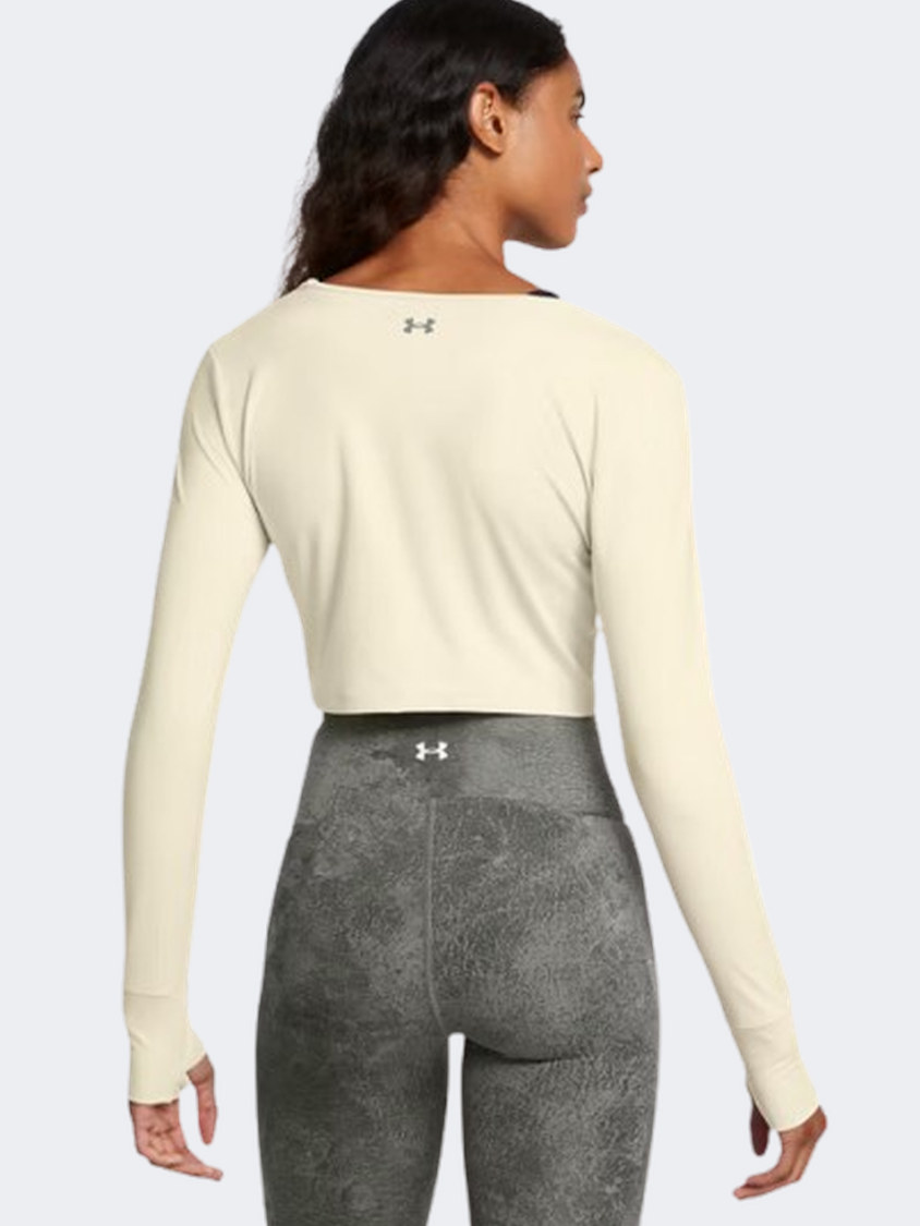 Under Armour Project Rock تمرين نسائي بأكمام طويلة لون أخضر طيني/طمي