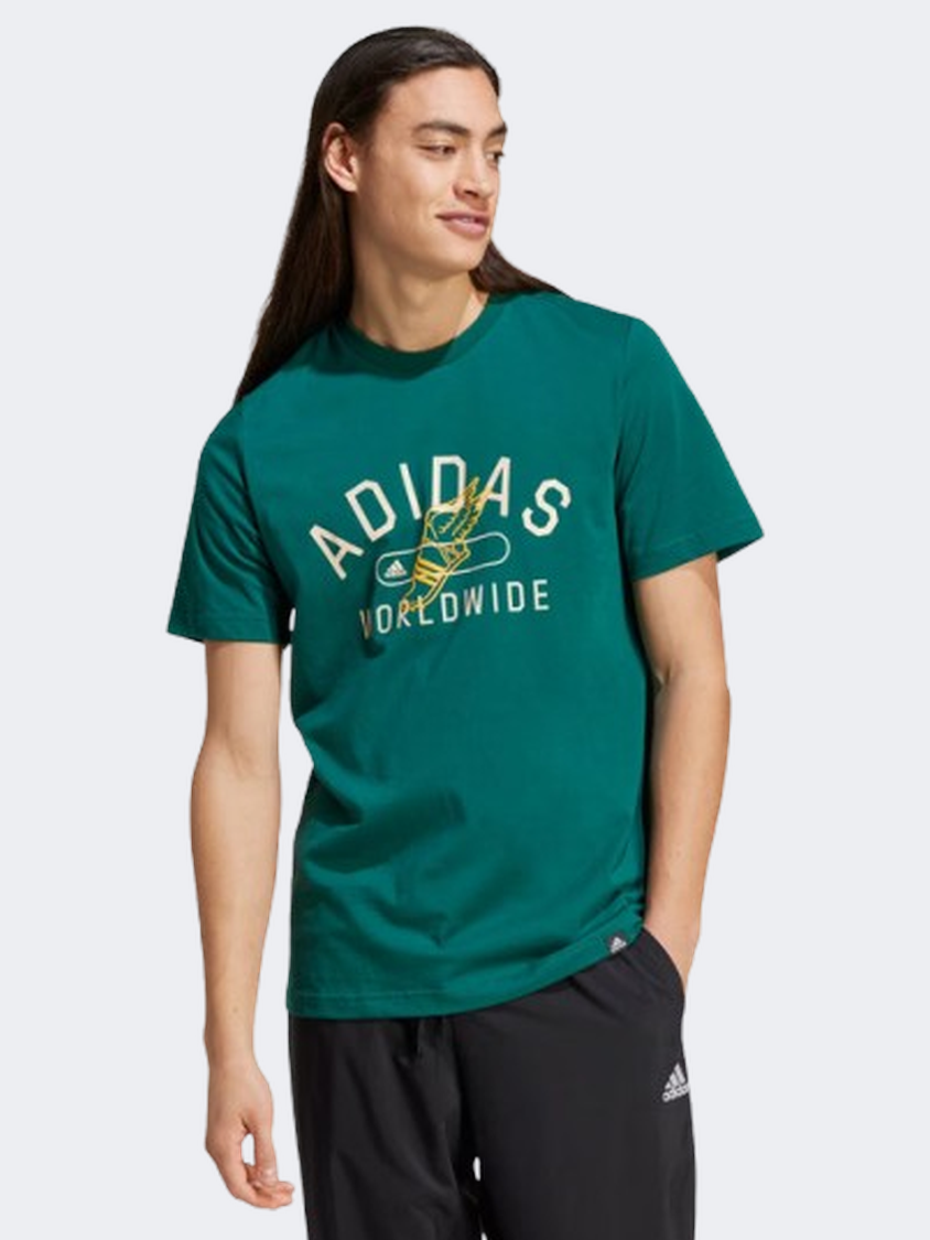 Adidas Collegiate Graphic Men Sportswear T-Shirt Collegiate Green