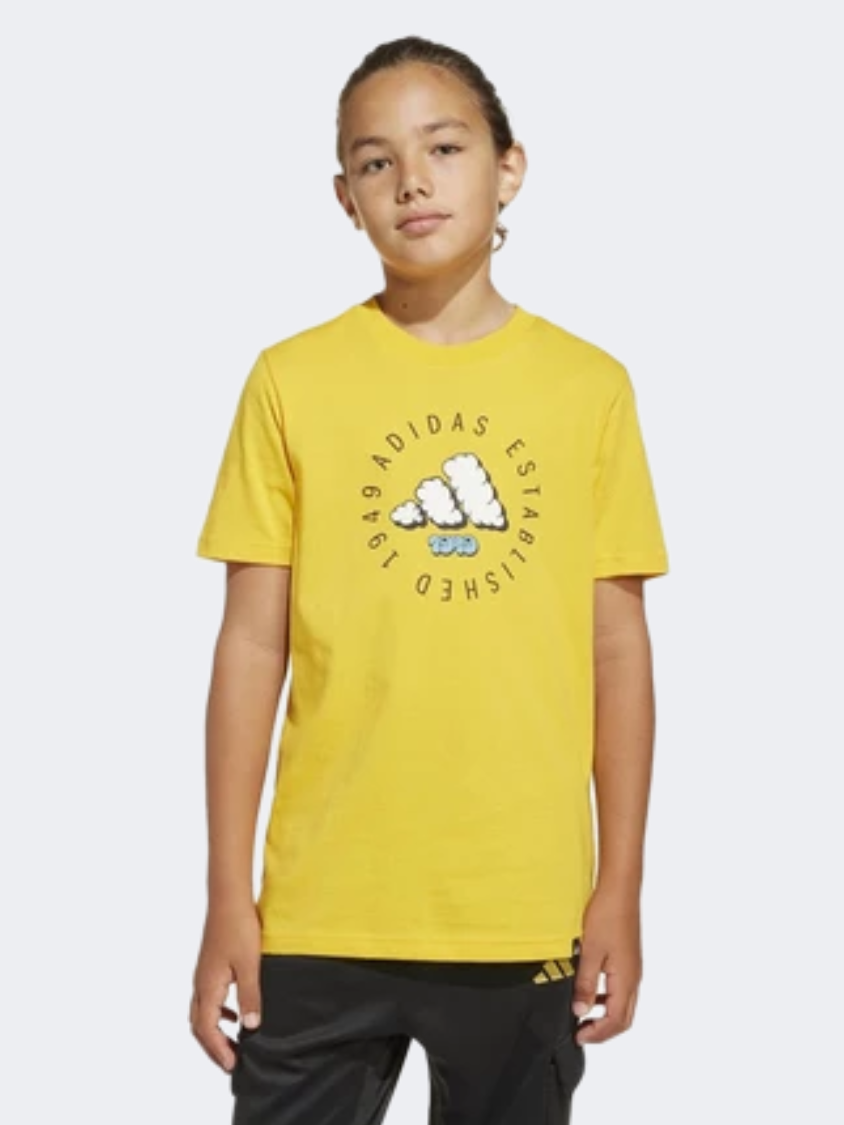 Adidas Fun Graphic Kids-Boys Sportswear T-Shirt Crew Yellow