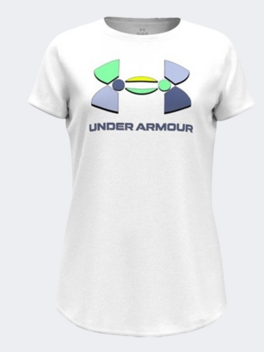 Under Armour Colorblock Big Logo Girls Training T-Shirt White