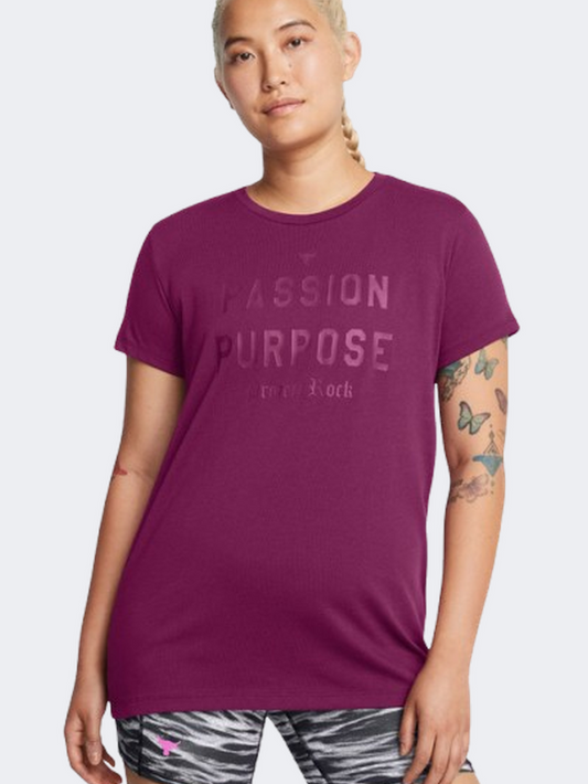 Under Armour Project Rock Heavyweight Passion Women Training T-Shirt Purple Gemini