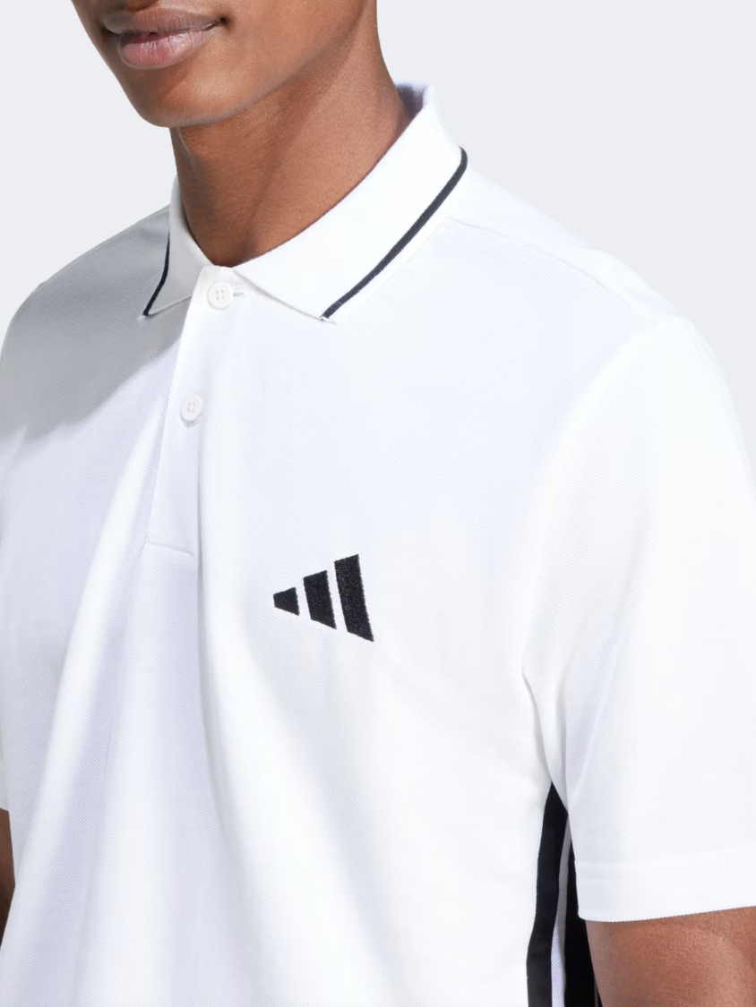 Adidas Essentials 3-Stripes Piqué Men Sportswear Polo Short Sleeve White/Black