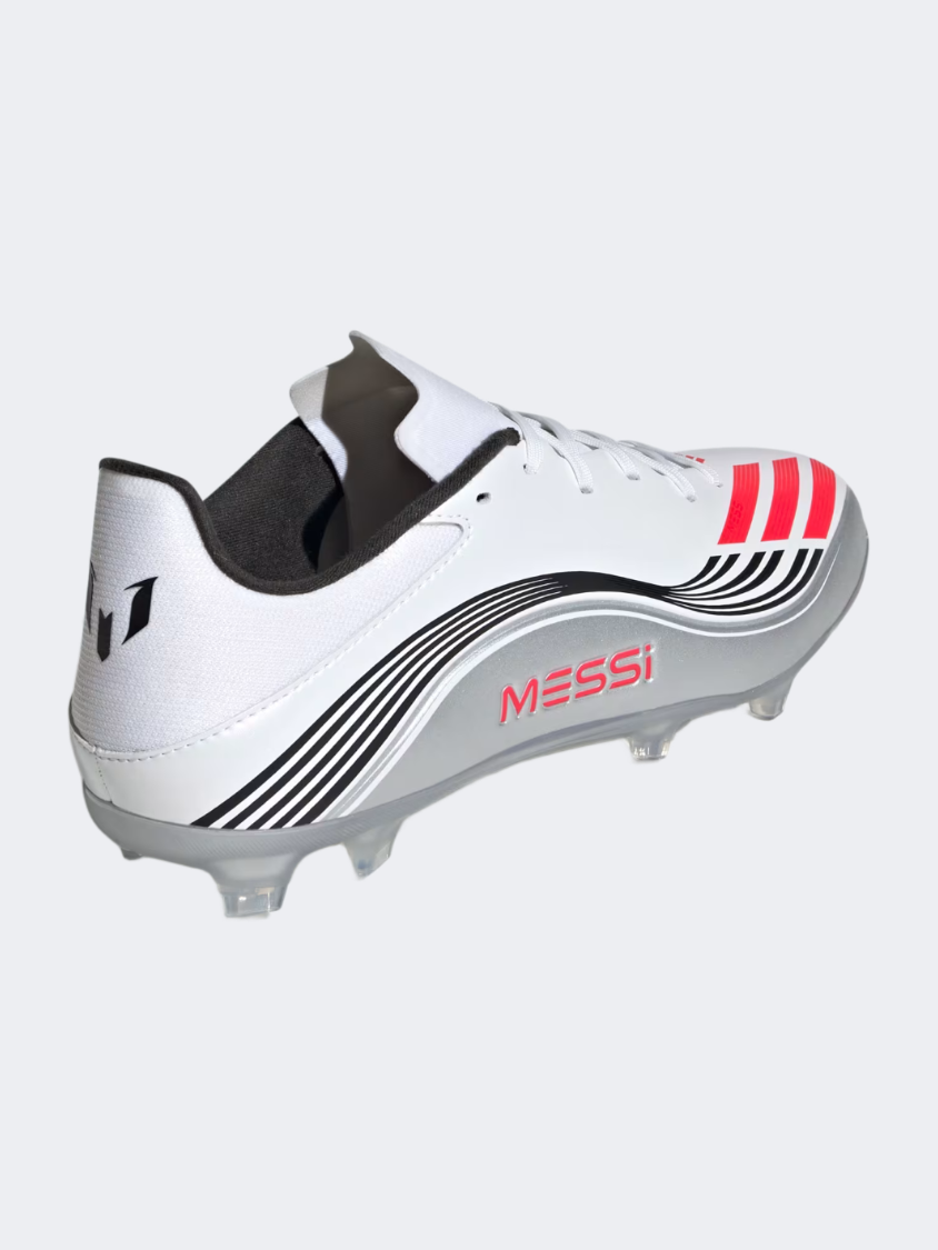 Adidas F50 Messi League Firm/Multi-Ground Cleats Men Football Shoes White/Red/Silver