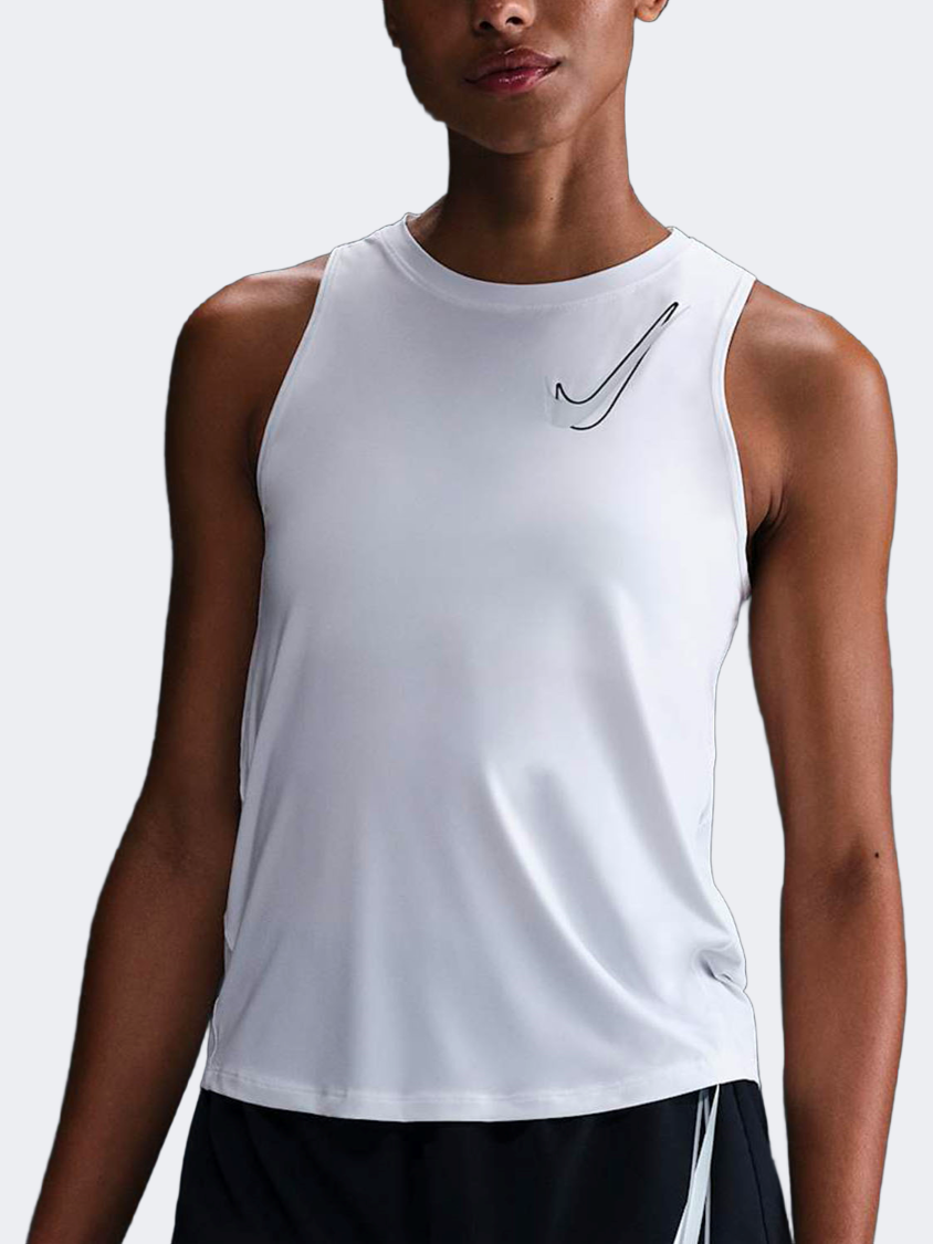 Nike One Swoosh تانك للجري للنساء أبيض