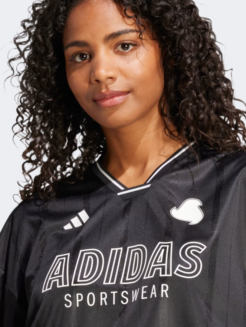 Adidas Tiro Cut 3-Stripes Oversized Women Sportswear T-Shirt Black/White
