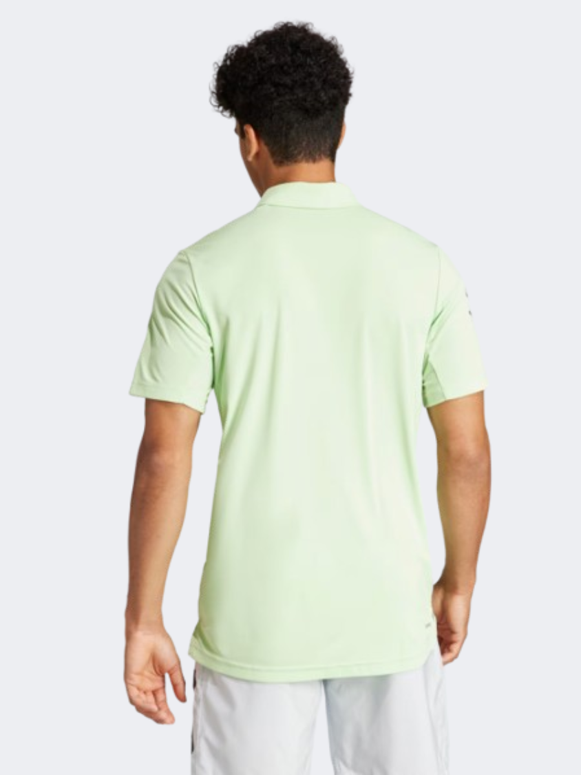 Adidas Club 3 Stripes Men Tennis Polo Long Sleeve Semi Green Spark