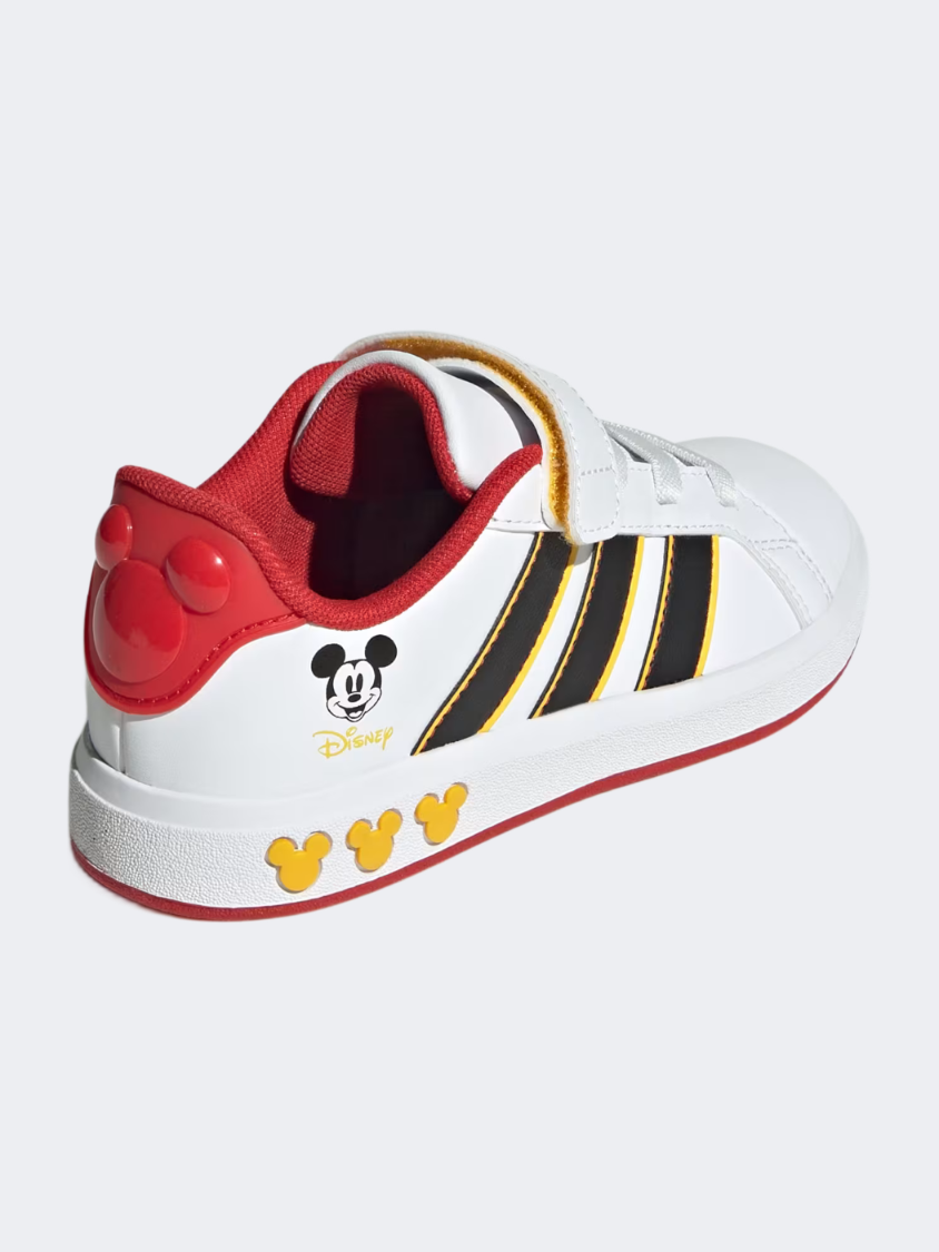 أحذية رياضية للأطفال من Adidas ديزني ميكي ماوس جراند كورت Ps - أبيض/أسود/ذهبي