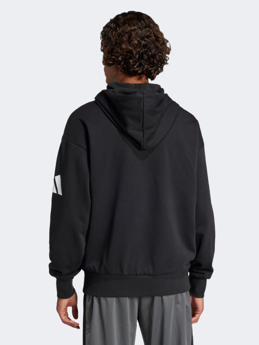 Adidas Essentials Loose-Fit 3 Bar Logo French Terry Men Sportswear Hoody Black/White