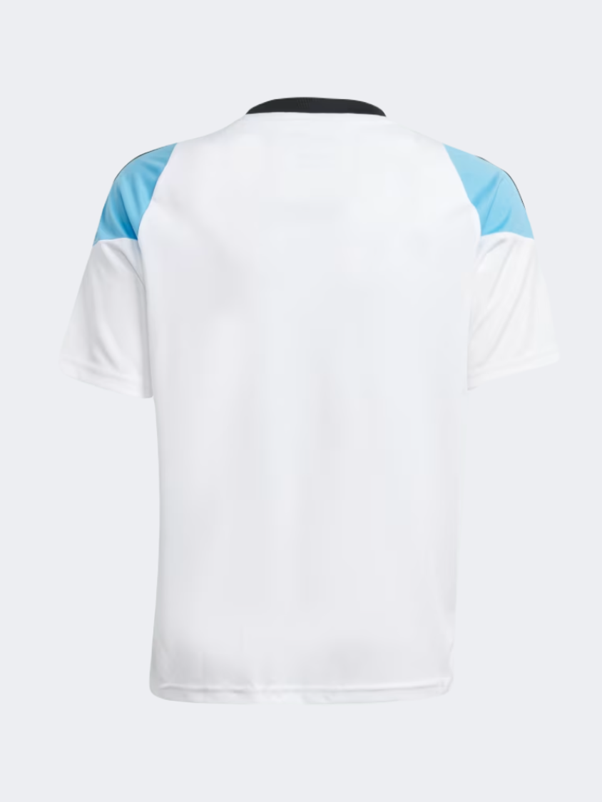 Adidas Messi Kids Football T-Shirt White/Blue Burst