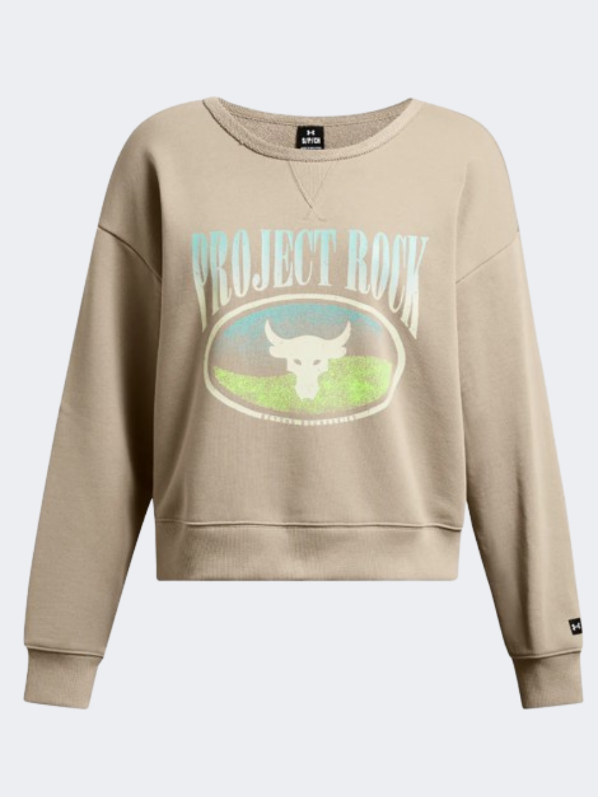 Under Armour Project Rock Women Training Long Sleeve Taupe/Yellow/Black