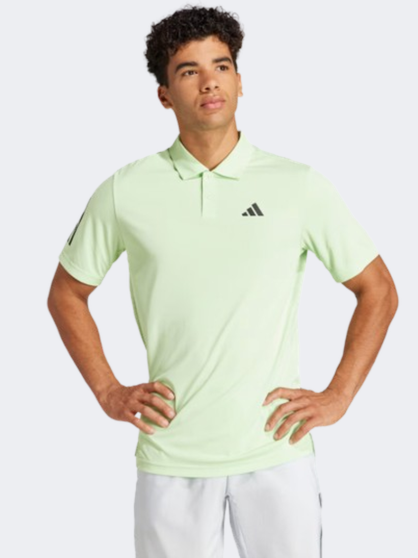 Adidas Club 3 Stripes Men Tennis Polo Long Sleeve Semi Green Spark