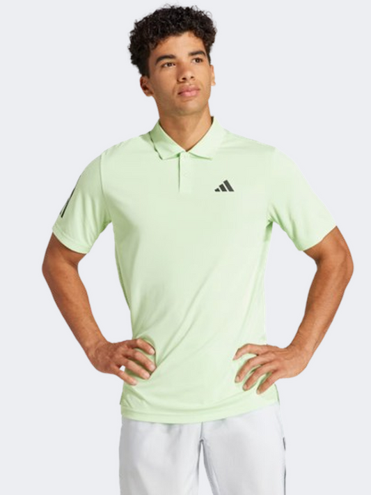 Adidas Club 3 Stripes Men Tennis Polo Long Sleeve Semi Green Spark
