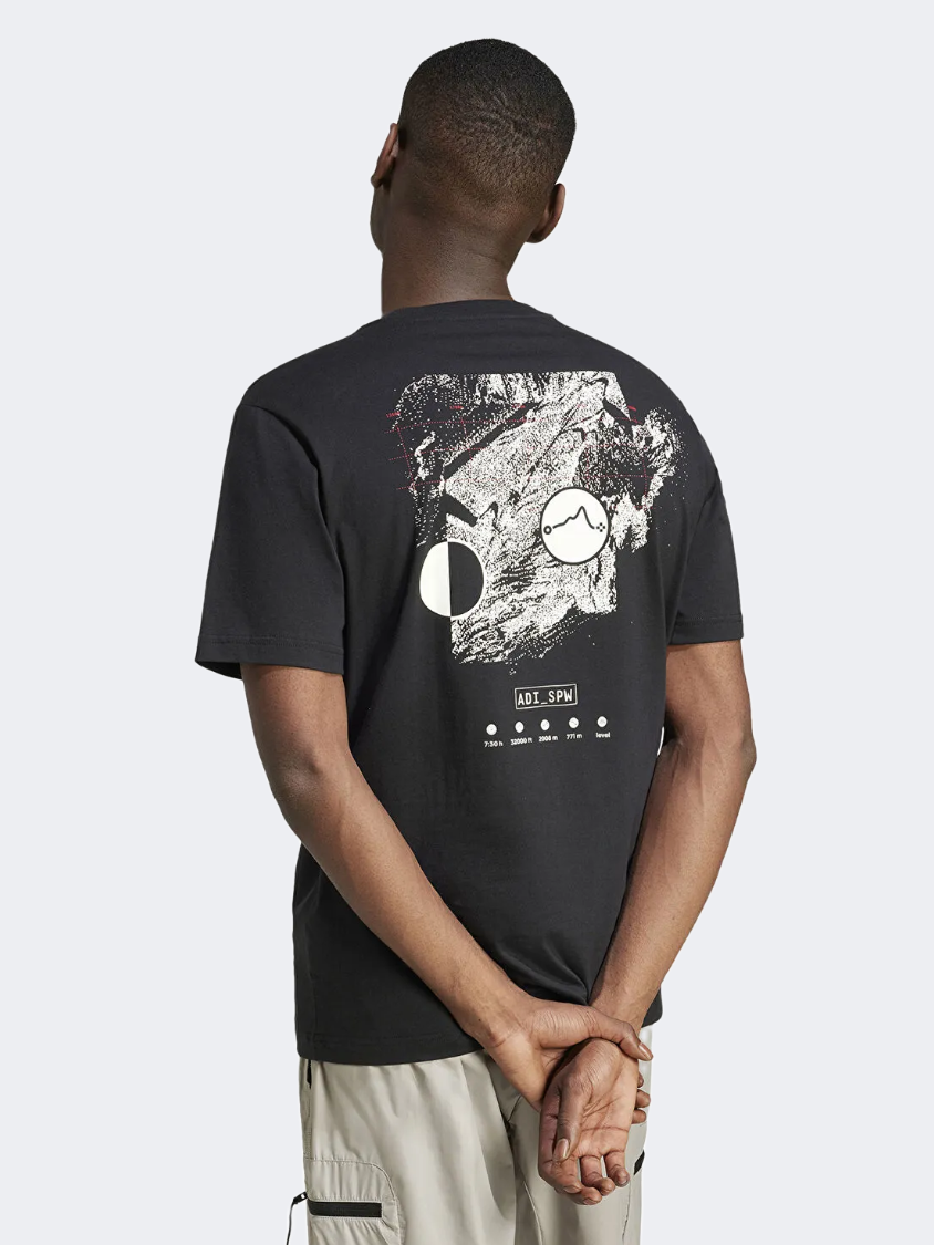 Adidas City Escape Space Graphic Men Sportswear T-Shirt Black