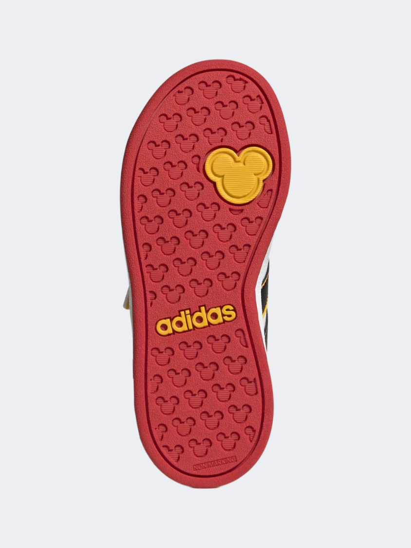 أحذية رياضية للأطفال من Adidas ديزني ميكي ماوس جراند كورت Ps - أبيض/أسود/ذهبي