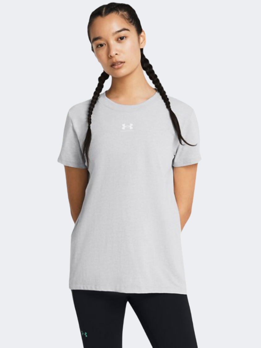 Under Armour Rival Core Women Lifestyle T-Shirt Grey Heather/White
